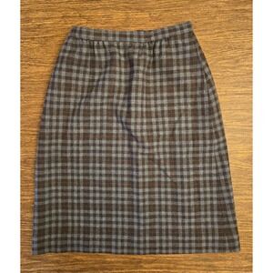 Vintage Pendleton Girls Wool Plaid Skirt Size 8 Pleated Navy Gray Brown Tartan